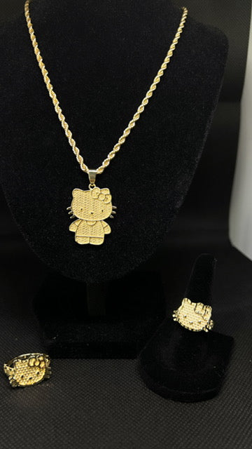 Hello Kitty Rolex Ring/ Necklace Set